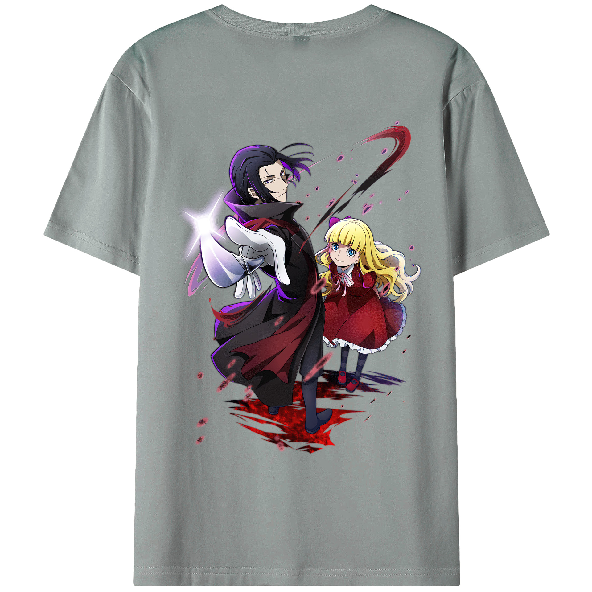 （画像用） 文豪ストレイドッグス Bungo Stray Dogs 綿100％ メンズ半袖Tシャツ（バックプリント） 通気性